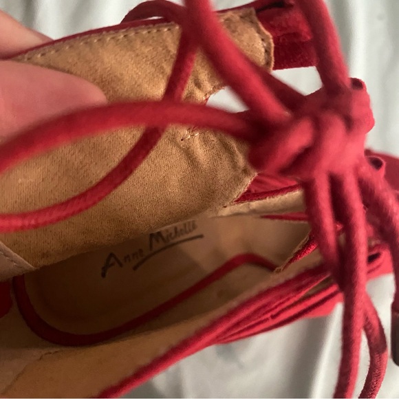 Red Lace Up Heels - Picture 2 of 4